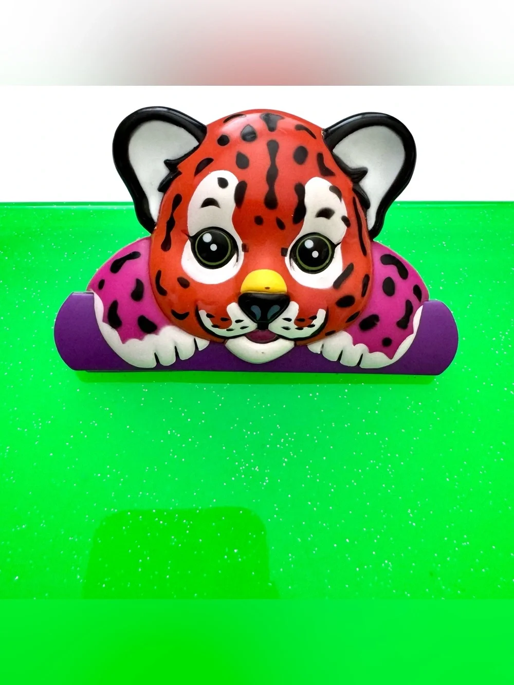 LISA FRANK Tiger Green Clipboard Storage Case & Glamour Dolls Blush Brush